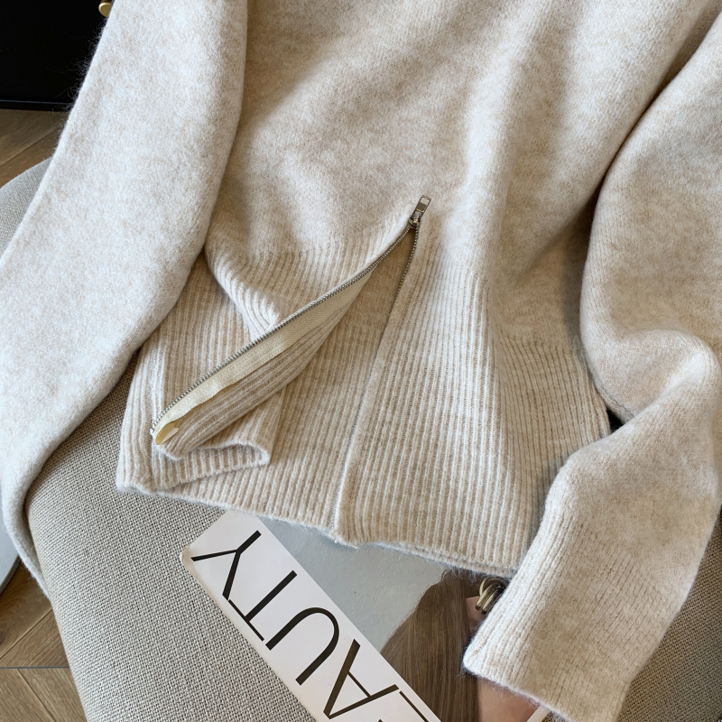 Thick zip tops autumn and winter pullover sweater for women