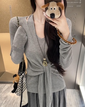 Halter Korean style tops bandage sweater for women