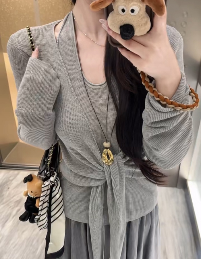 Halter Korean style tops bandage sweater for women