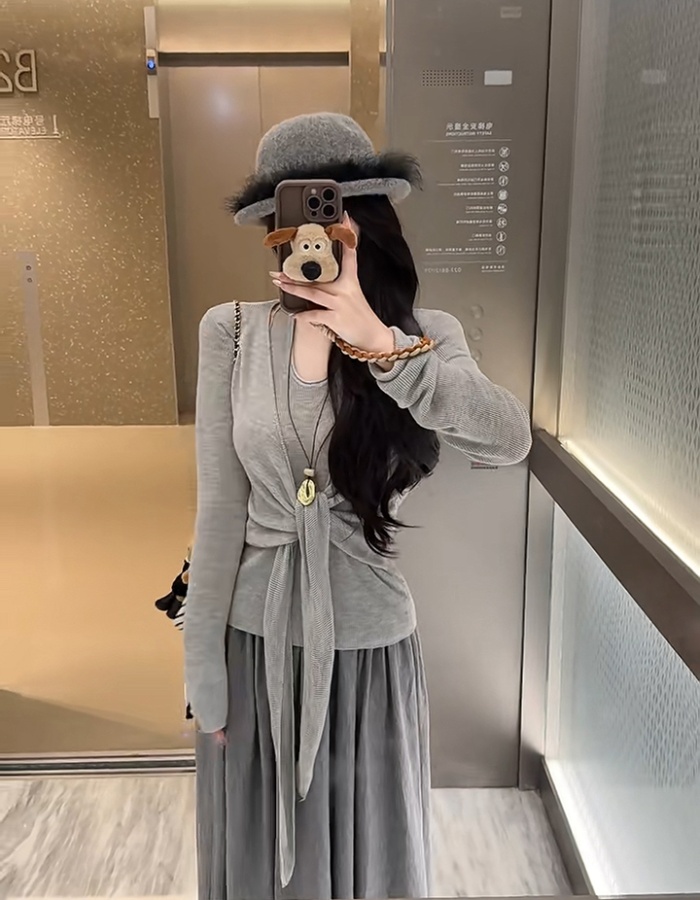 Halter Korean style tops bandage sweater for women