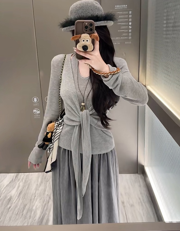 Halter Korean style tops bandage sweater for women