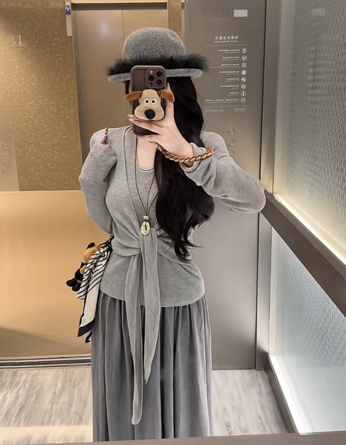 Halter Korean style tops bandage sweater for women