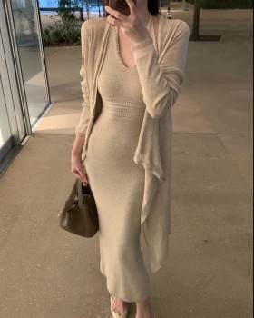 Temperament dress halter long dress a set