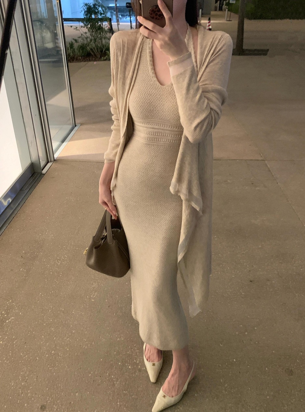 Temperament dress halter long dress a set