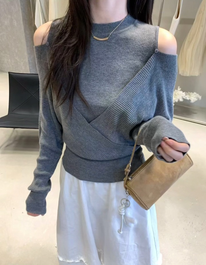 Knitted strapless slim tops