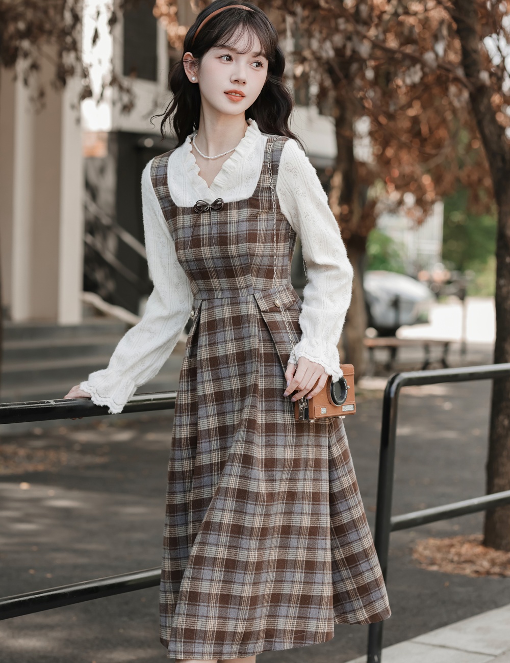 Pinched waist bottoming dress Pseudo-two long dress for women