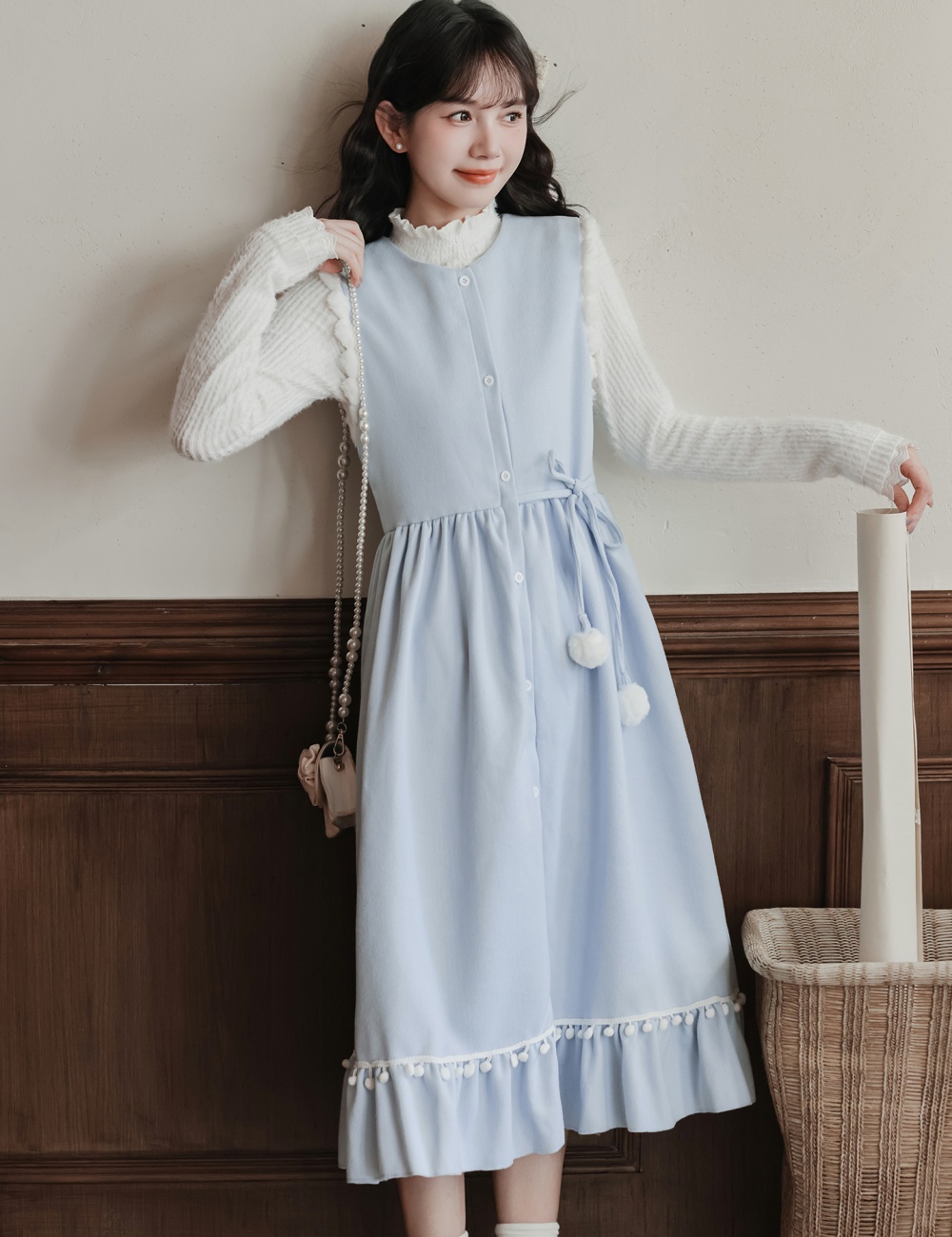 Frenum autumn and winter bottoming shirt bandage dress