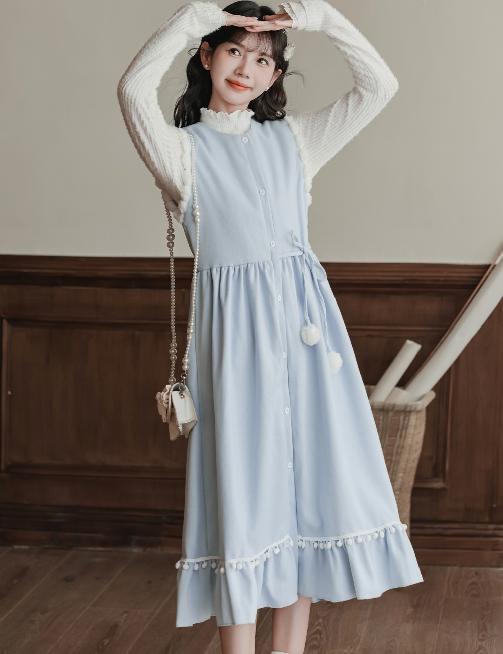 Frenum autumn and winter bottoming shirt bandage dress