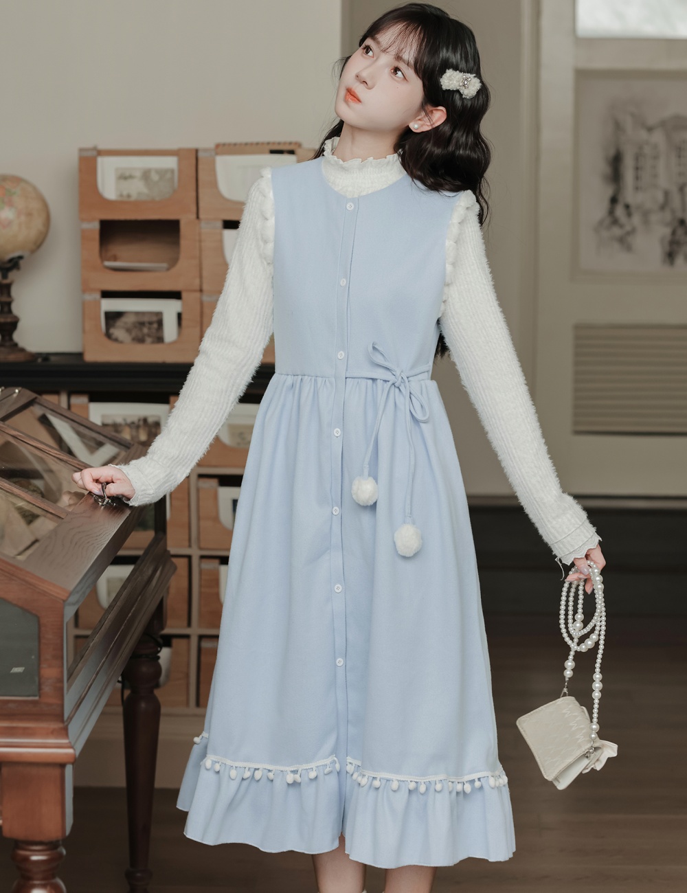 Frenum autumn and winter bottoming shirt bandage dress
