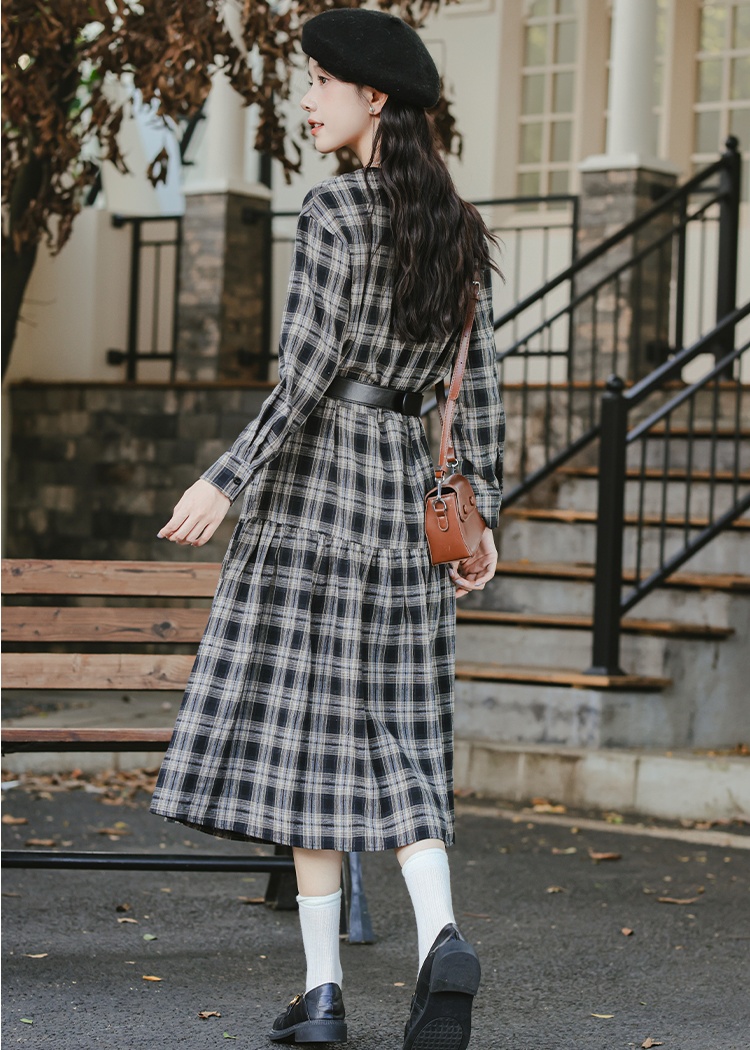 V-neck vacation long dress autumn chouzhe dress for women