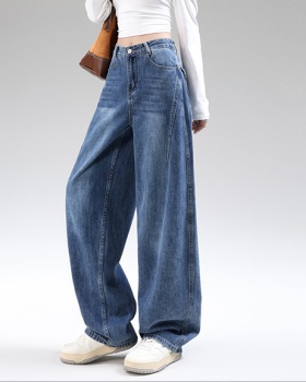 Mopping straight pants slim wide leg jeans for women