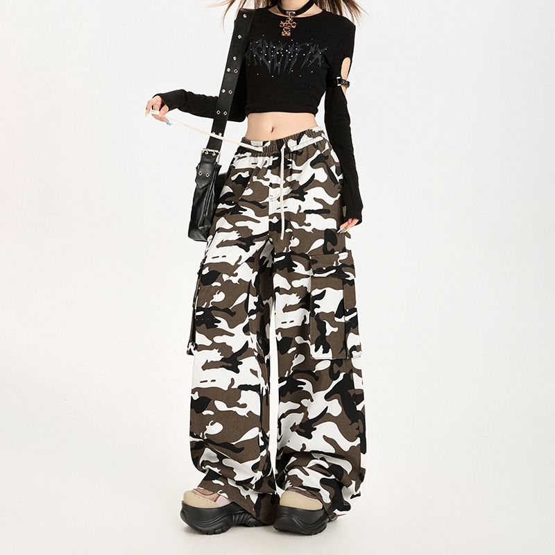 Elastic waist spicegirl work pants drawstring jeans