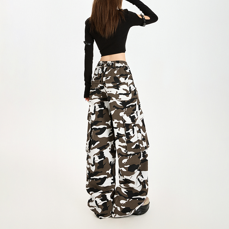Elastic waist spicegirl work pants drawstring jeans