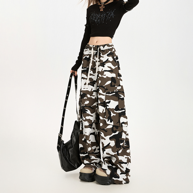 Elastic waist spicegirl work pants drawstring jeans