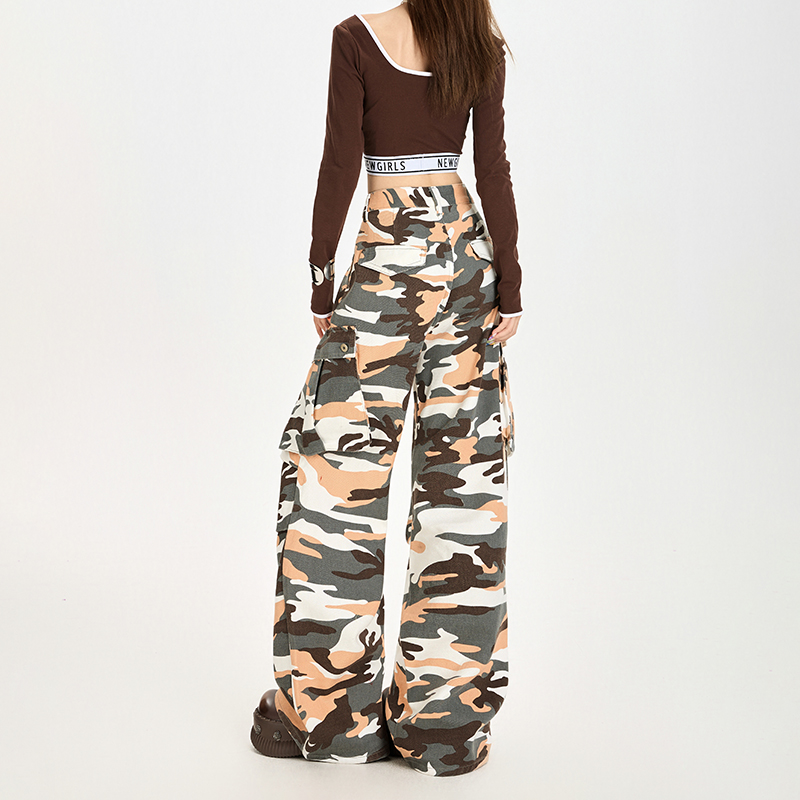 Wide leg fashion jeans micro speaker American style work pants