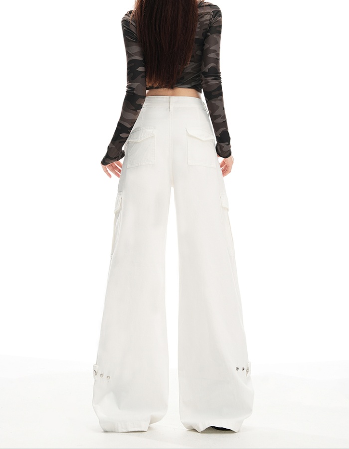White foot mouth wide leg pants high waist autumn jeans