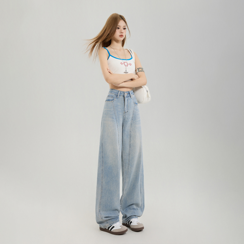 Line high waist pants all-match jeans for women
