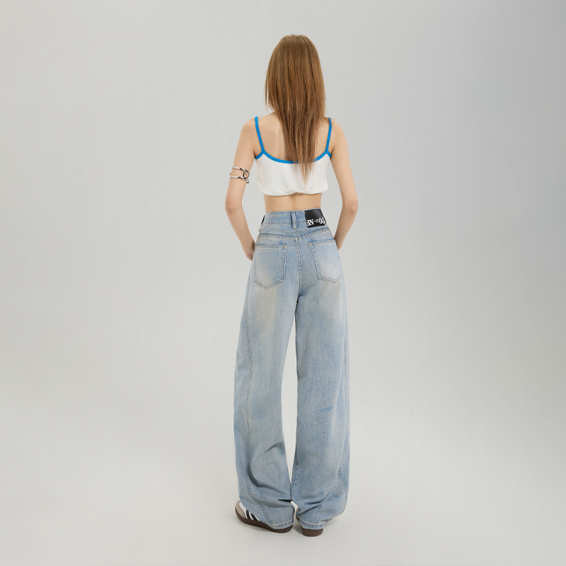 Line high waist pants all-match jeans for women