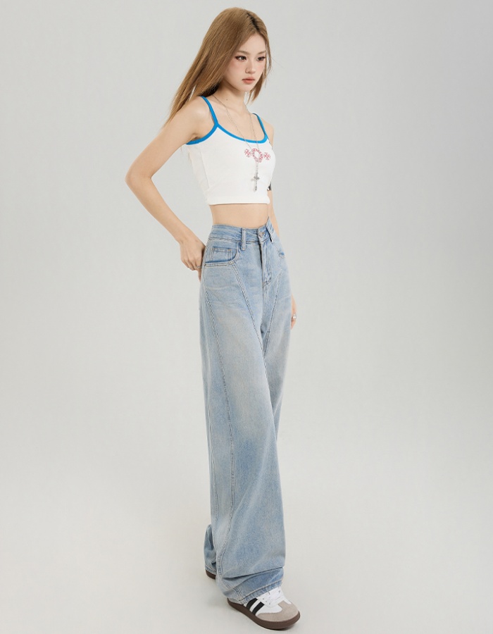 Line high waist pants all-match jeans for women