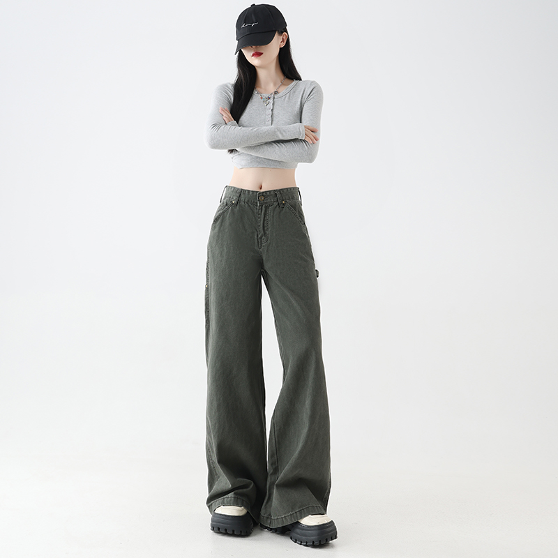 Casual loose jeans straight wide leg pants