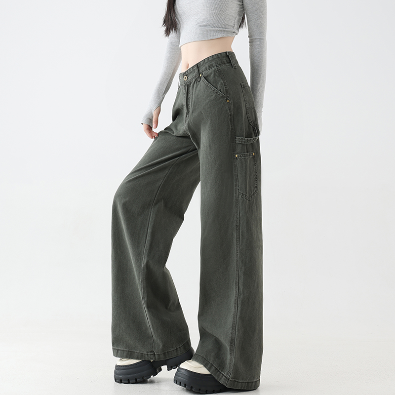 Casual loose jeans straight wide leg pants