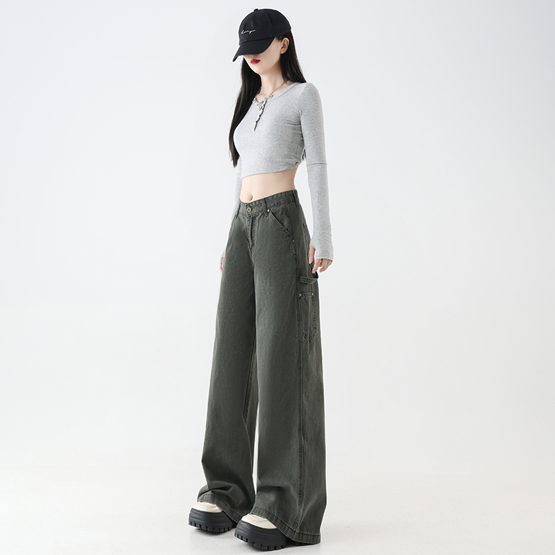 Casual loose jeans straight wide leg pants