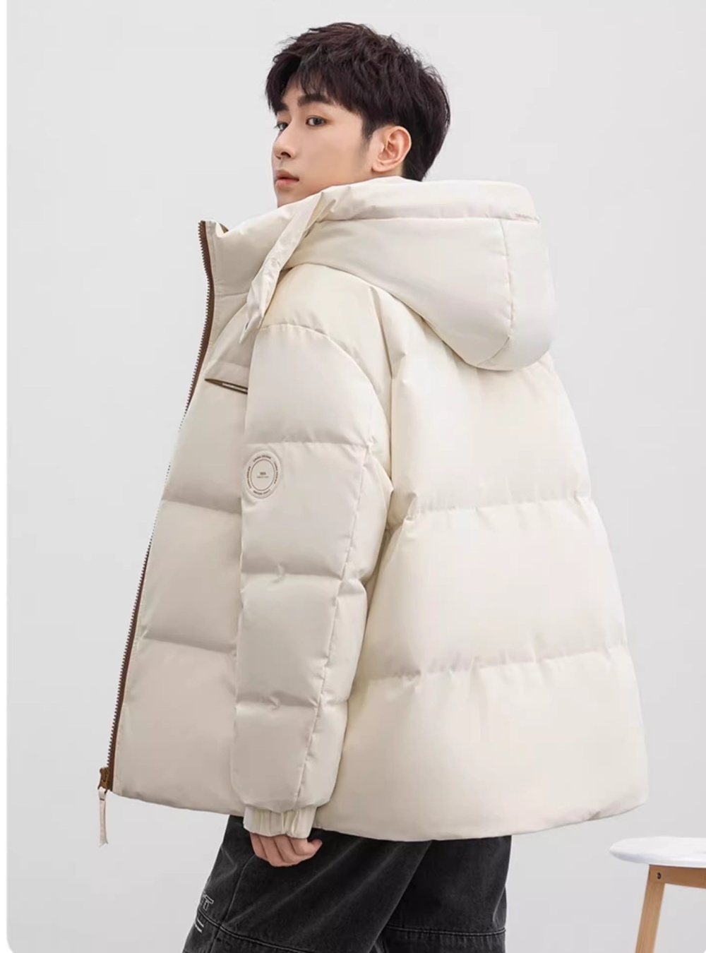 Thick couples down hat removable winter coat