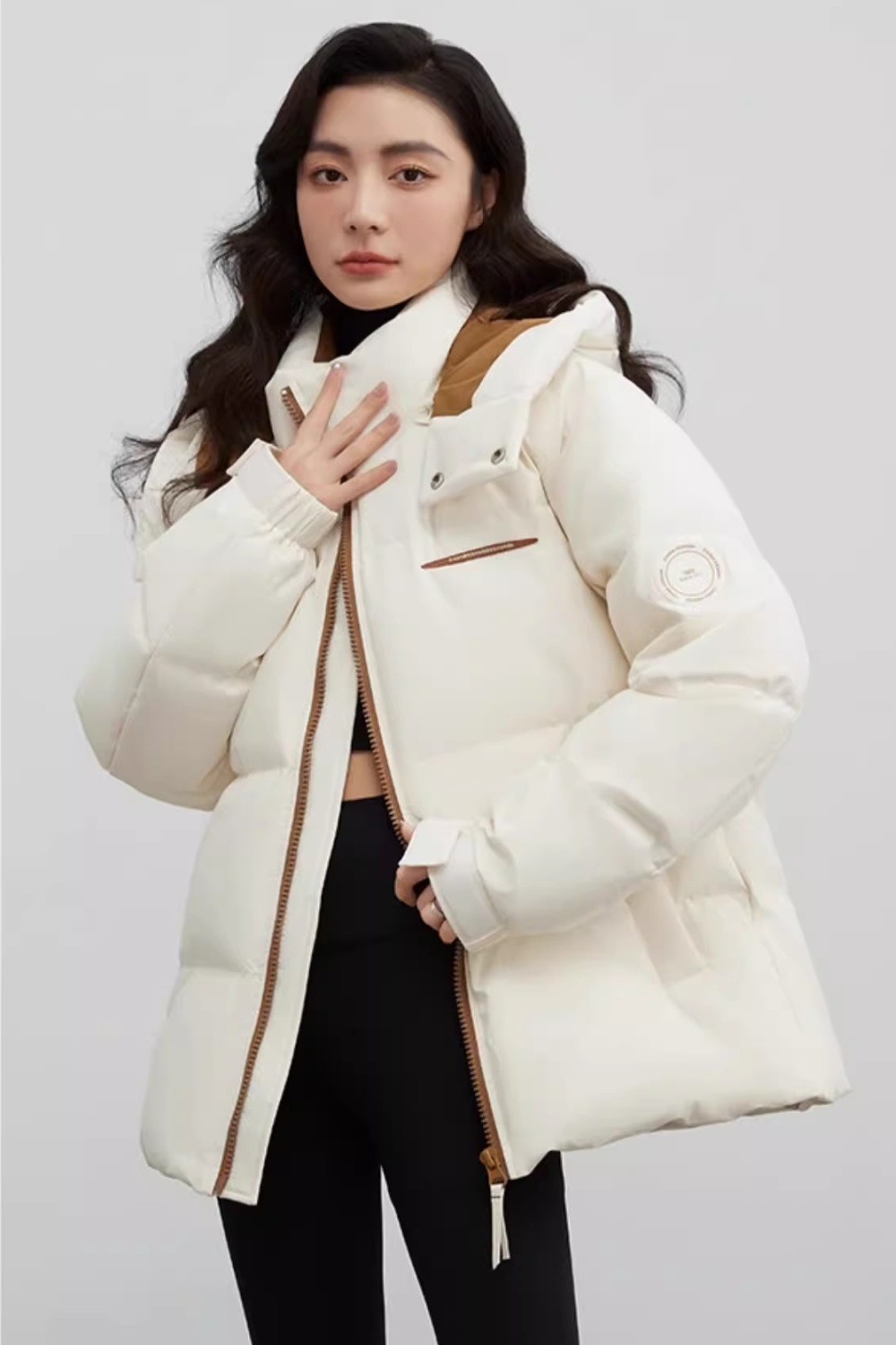 Thick couples down hat removable winter coat