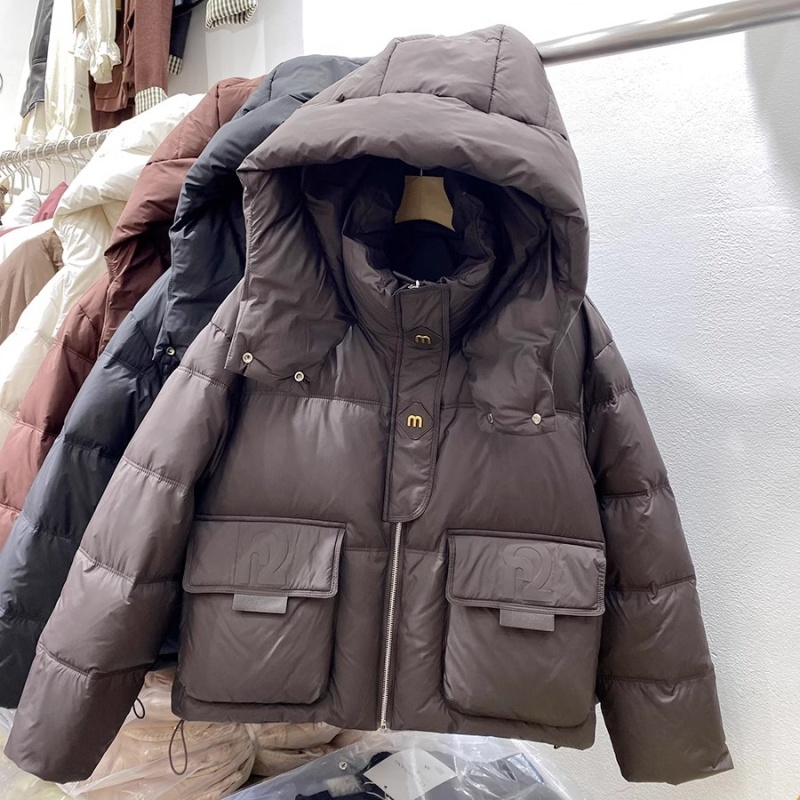 Hooded European style coat down bread clothing for women