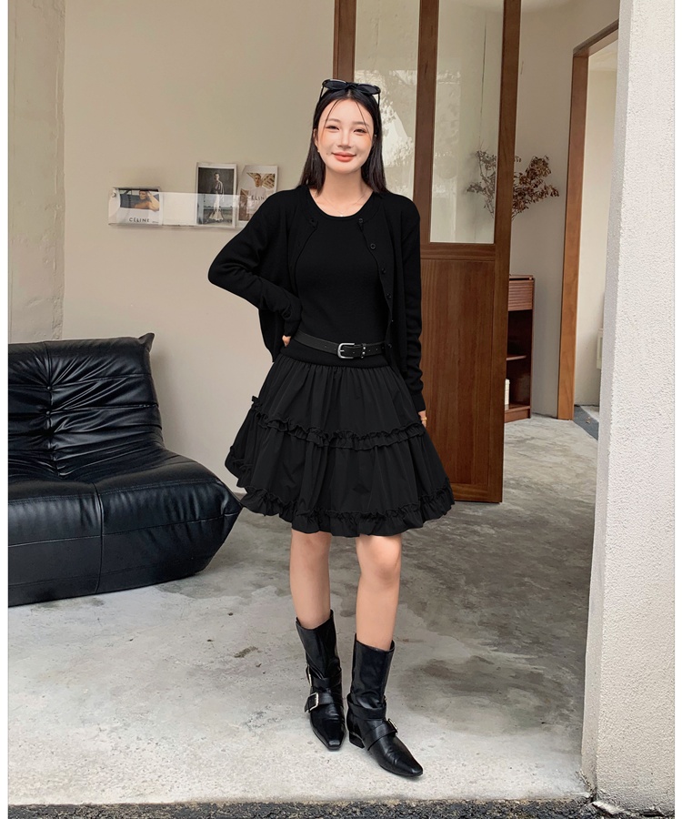 Long sleeve autumn and winter coat short cardigan a set