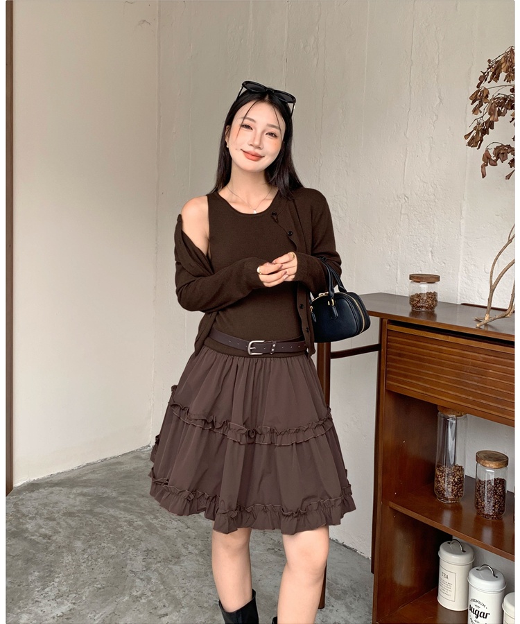 Long sleeve autumn and winter coat short cardigan a set