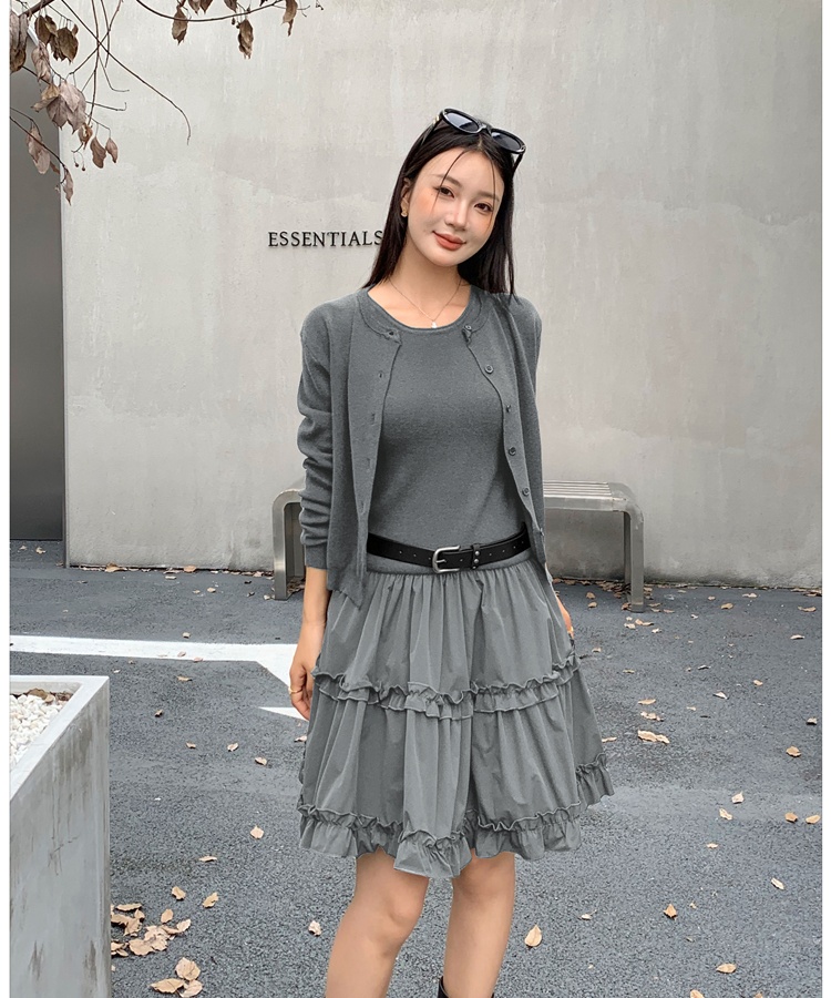 Long sleeve autumn and winter coat short cardigan a set