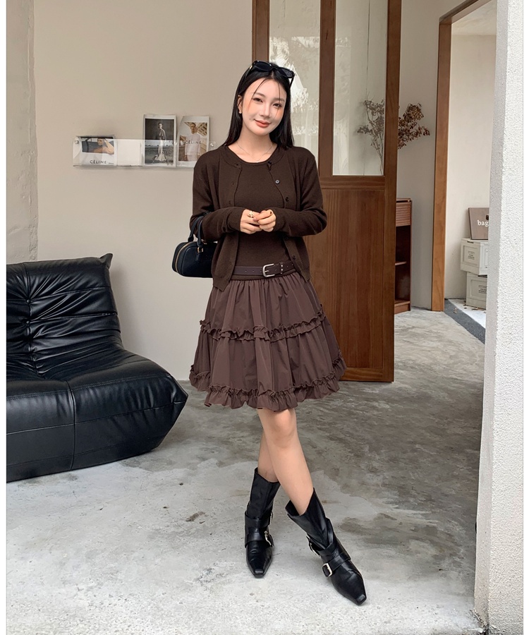 Long sleeve autumn and winter coat short cardigan a set