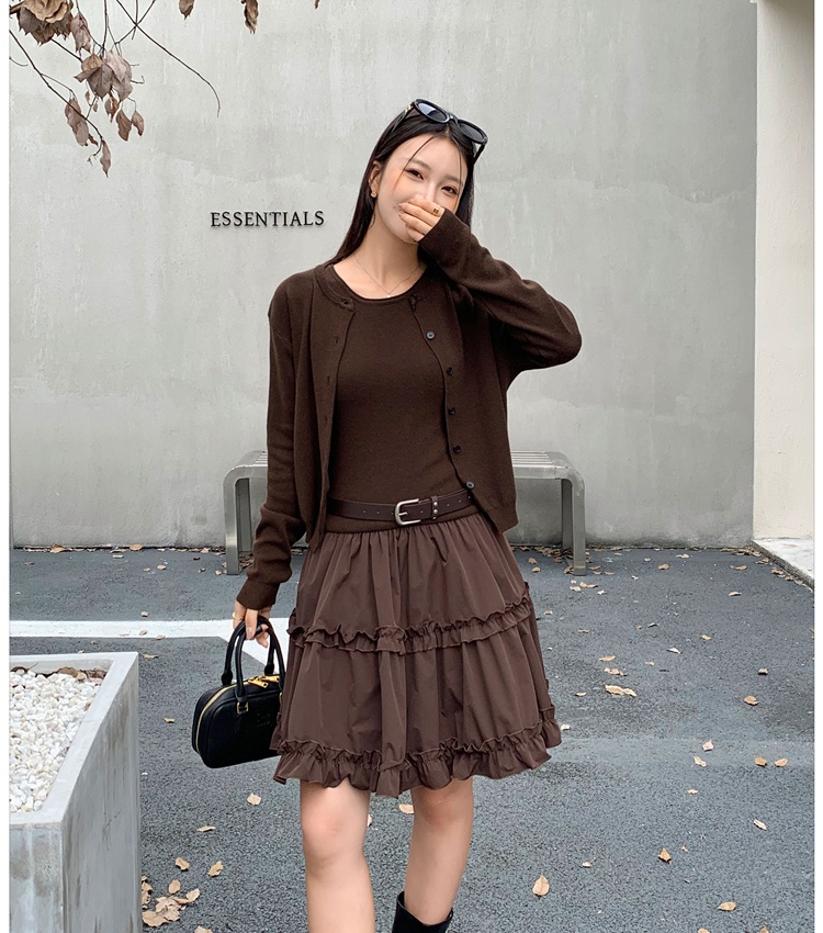 Long sleeve autumn and winter coat short cardigan a set