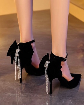 Spring banquet shoes bow autumn high-heeled shoes for women