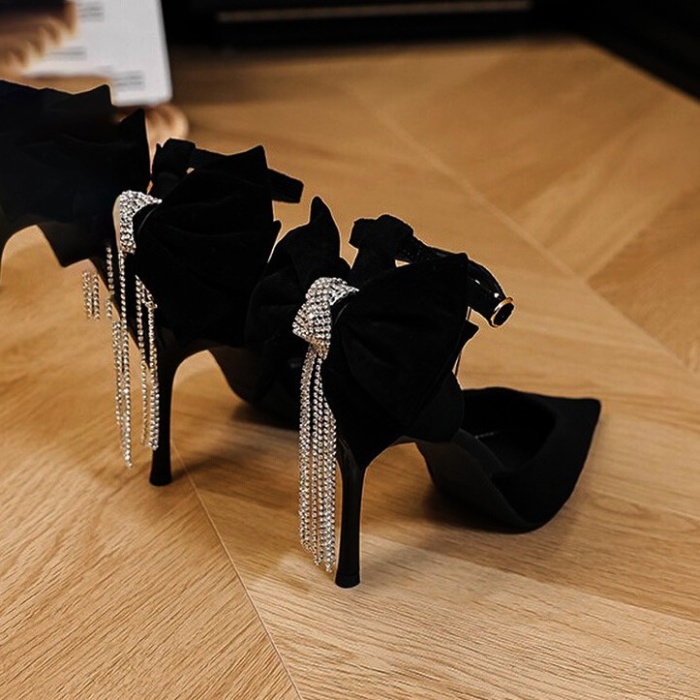 Spring banquet shoes bow autumn high-heeled shoes for women