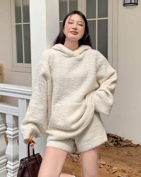Tender high waist sweater lazy shorts 2pcs set