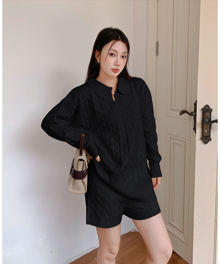 Korean style tops lazy shorts 2pcs set for women