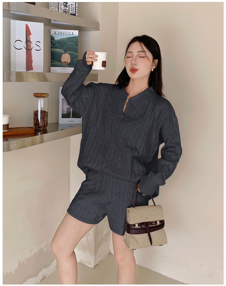 Korean style tops lazy shorts 2pcs set for women