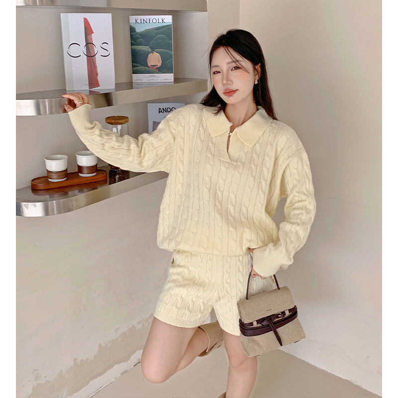 Korean style tops lazy shorts 2pcs set for women
