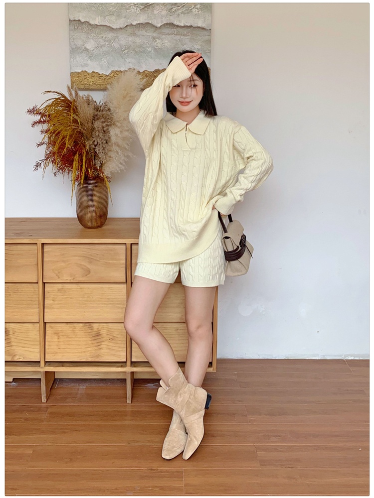 Korean style tops lazy shorts 2pcs set for women