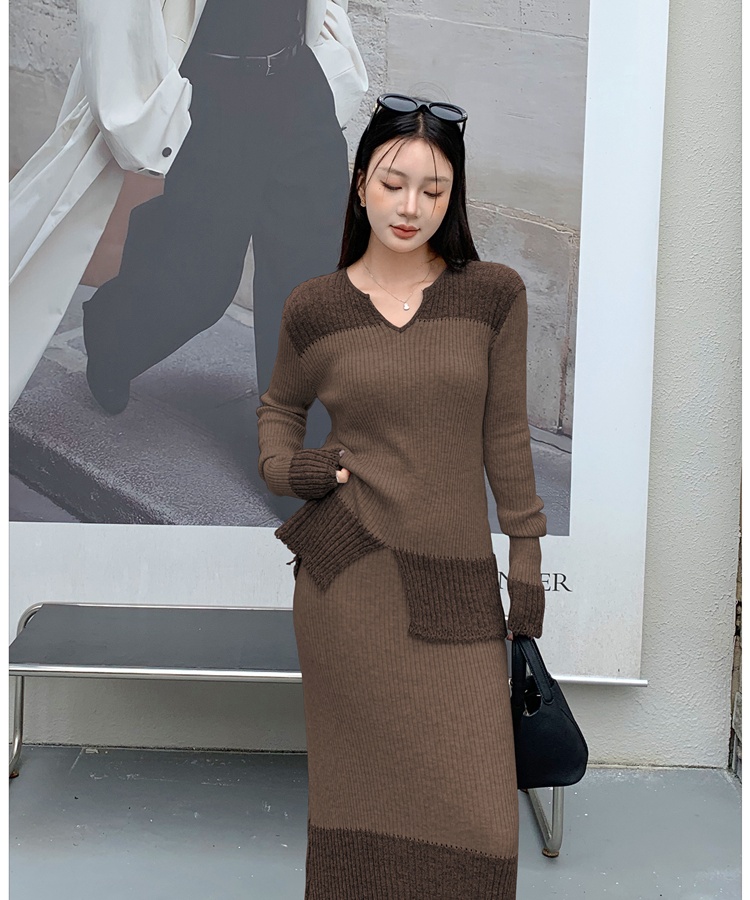 Autumn and winter skirt double yarn tops 2pcs set