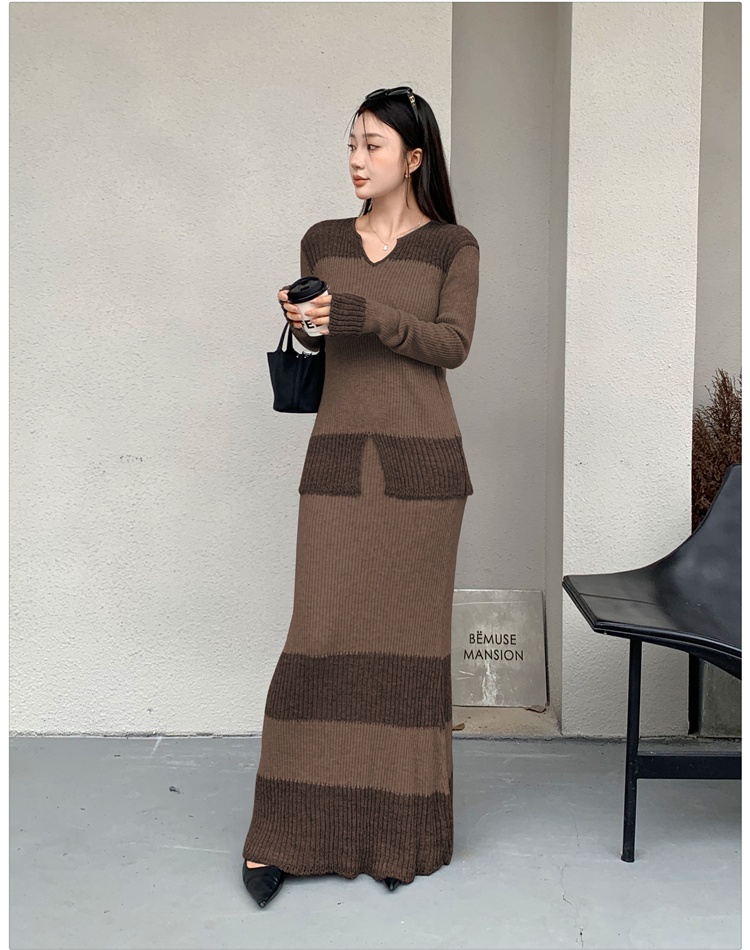 Autumn and winter skirt double yarn tops 2pcs set