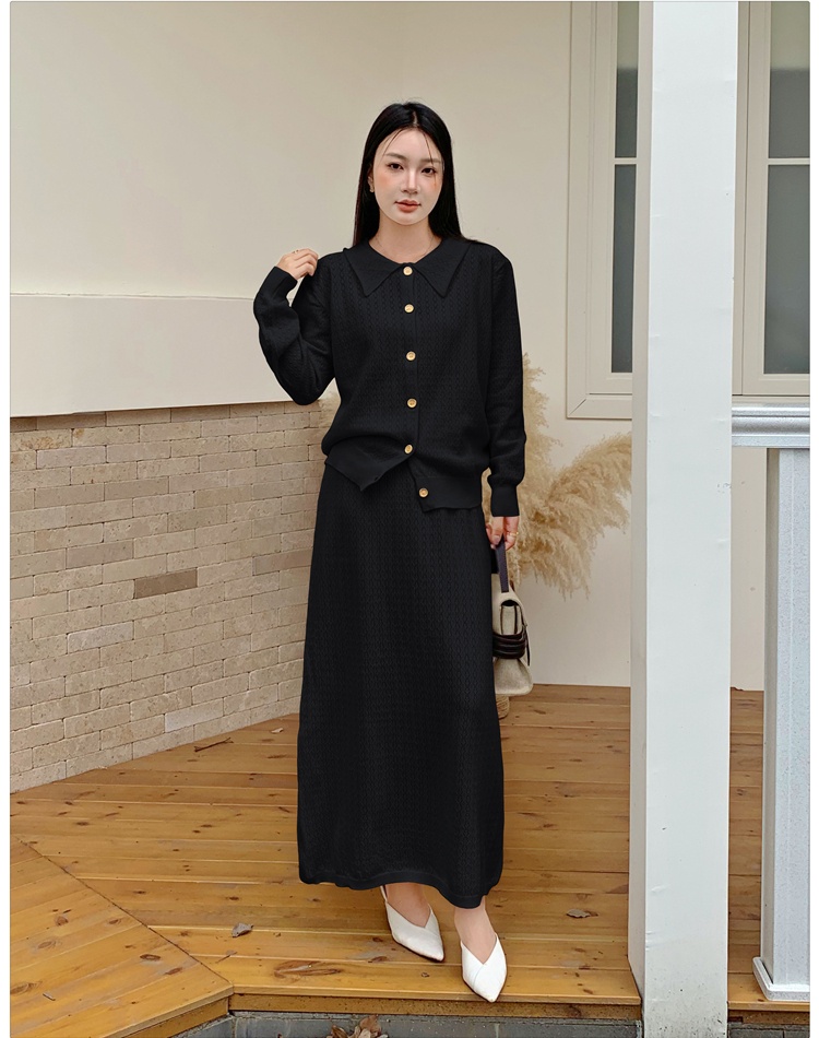 France style tender skirt hollow sweet cardigan 2pcs set