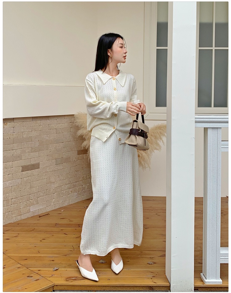 France style tender skirt hollow sweet cardigan 2pcs set
