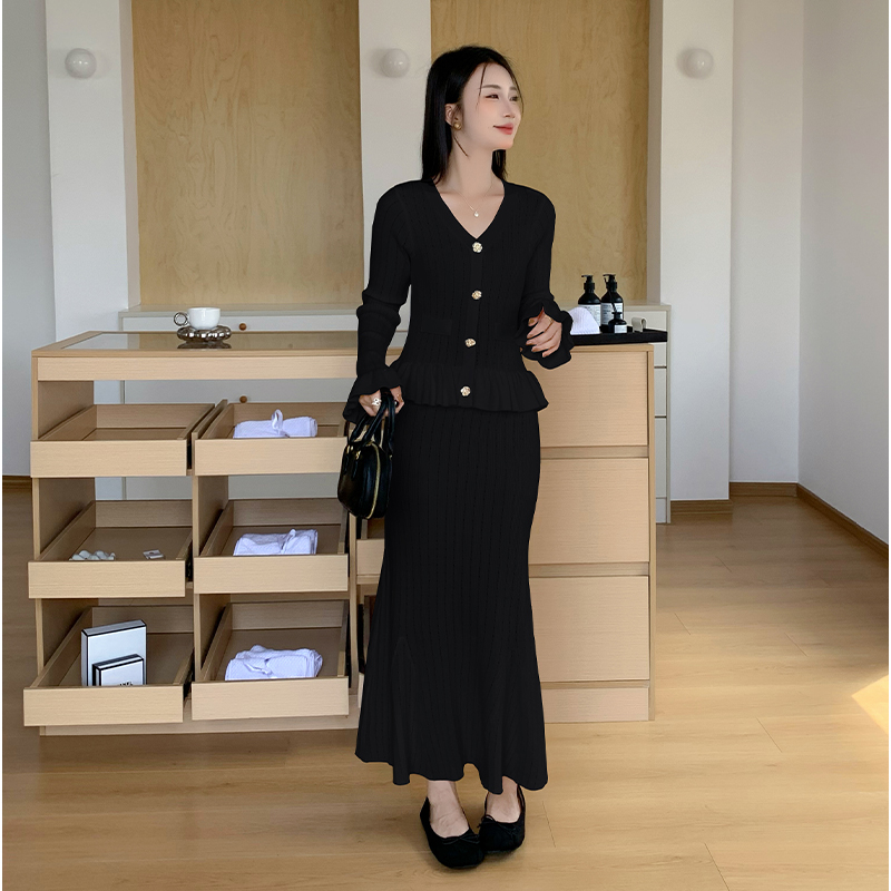 Exceed knee chanelstyle lotus leaf edges dress for women