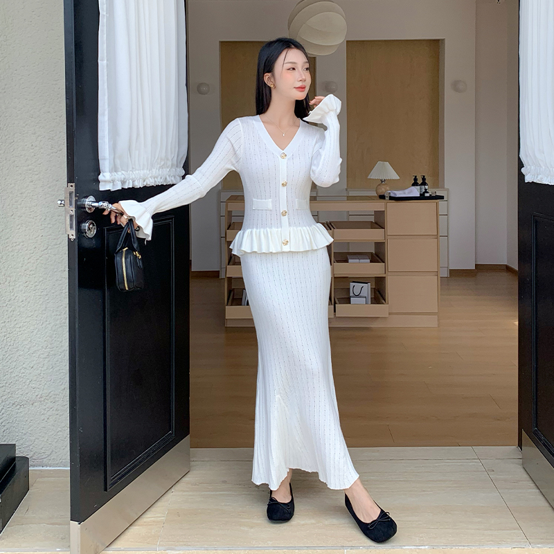 Exceed knee chanelstyle lotus leaf edges dress for women