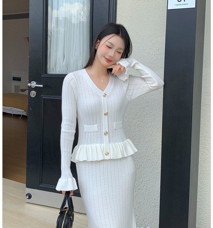 Exceed knee chanelstyle lotus leaf edges dress for women