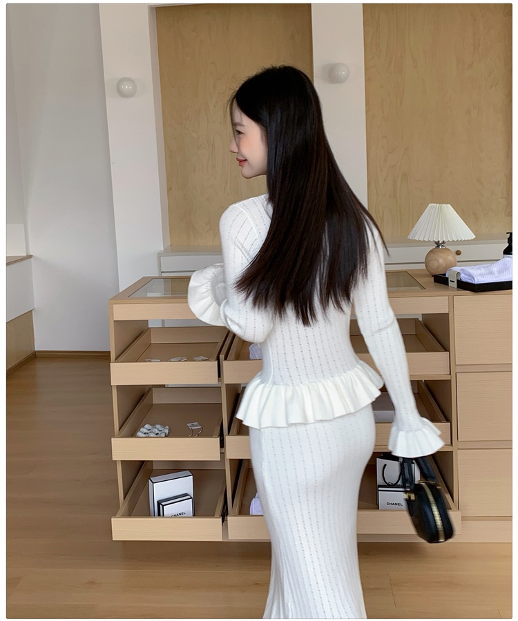 Exceed knee chanelstyle lotus leaf edges dress for women