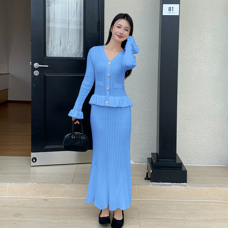 Exceed knee chanelstyle lotus leaf edges dress for women